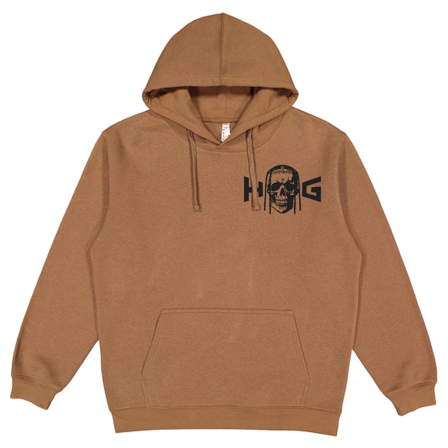 "HOG" Logo Brown Hoodie