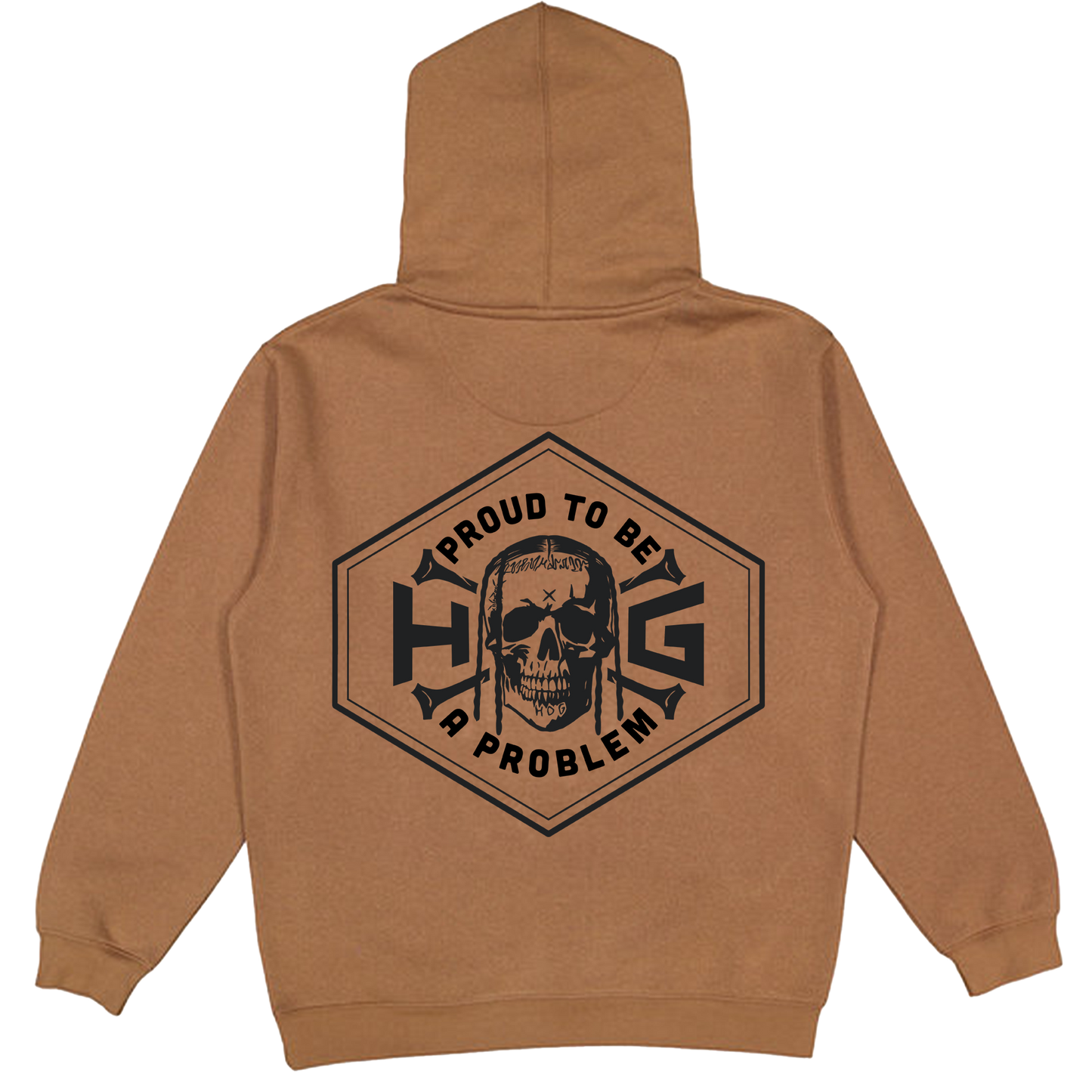 "HOG" Logo Brown Hoodie