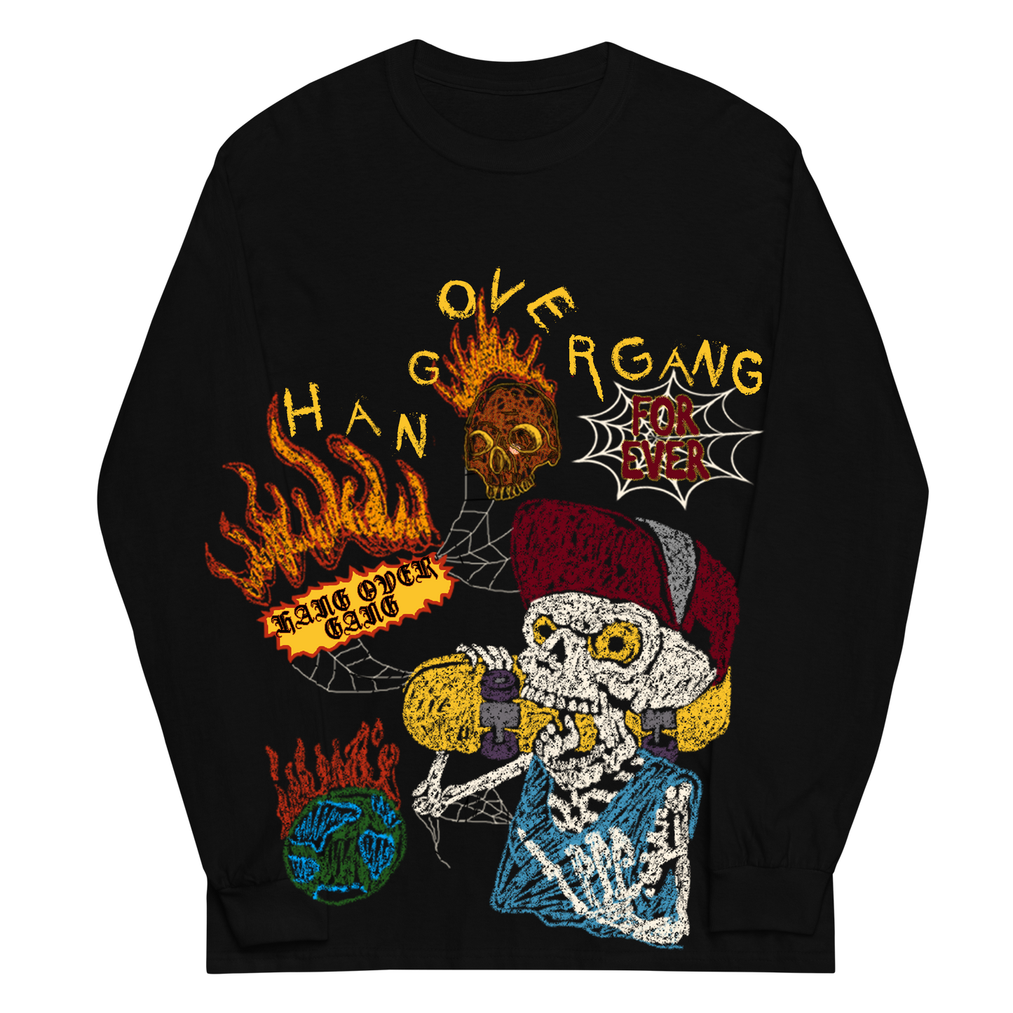 "Skeleton Skater" Long sleeve Shirt