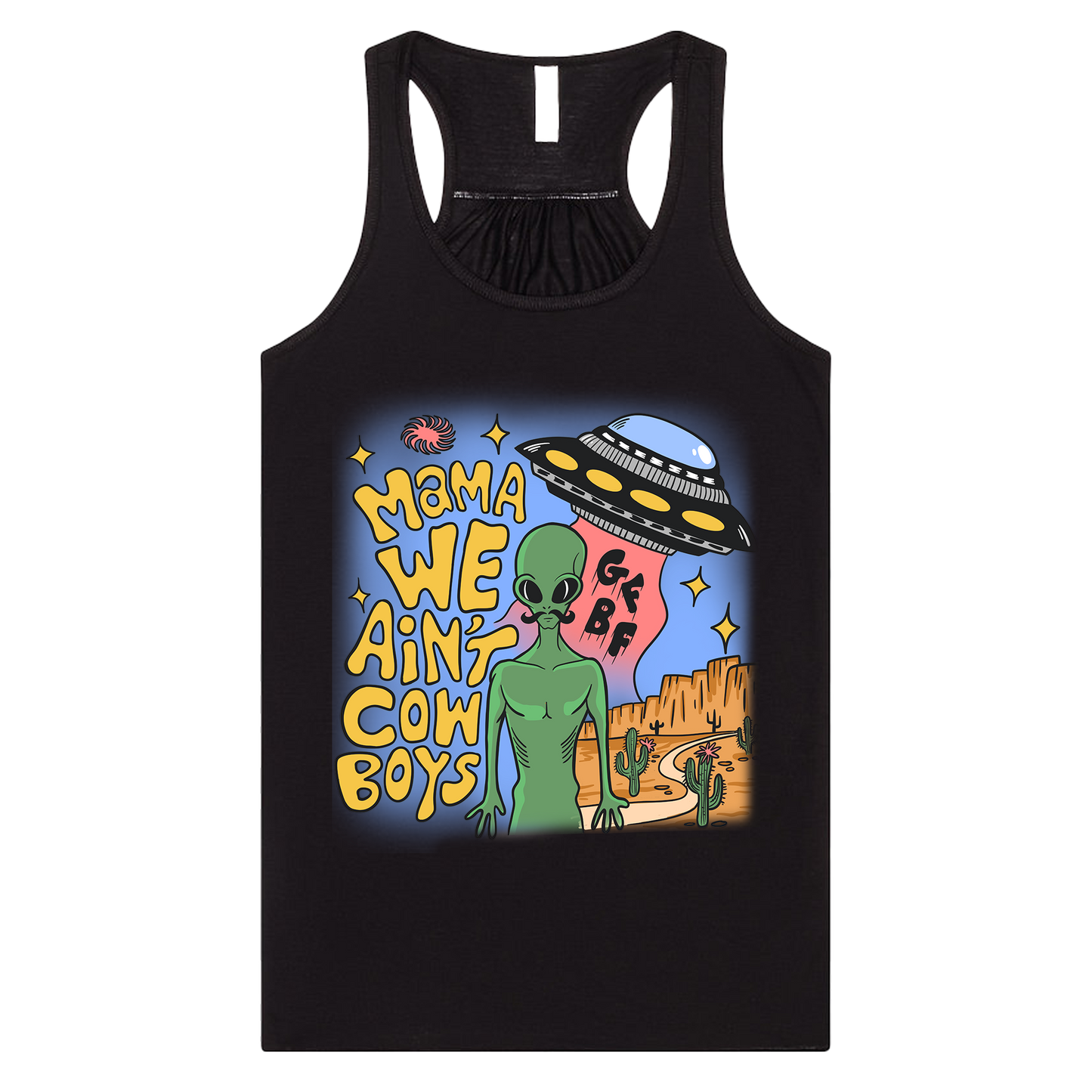Womens "Mama We Ain't Cowboys" Flowy Racerback Tank