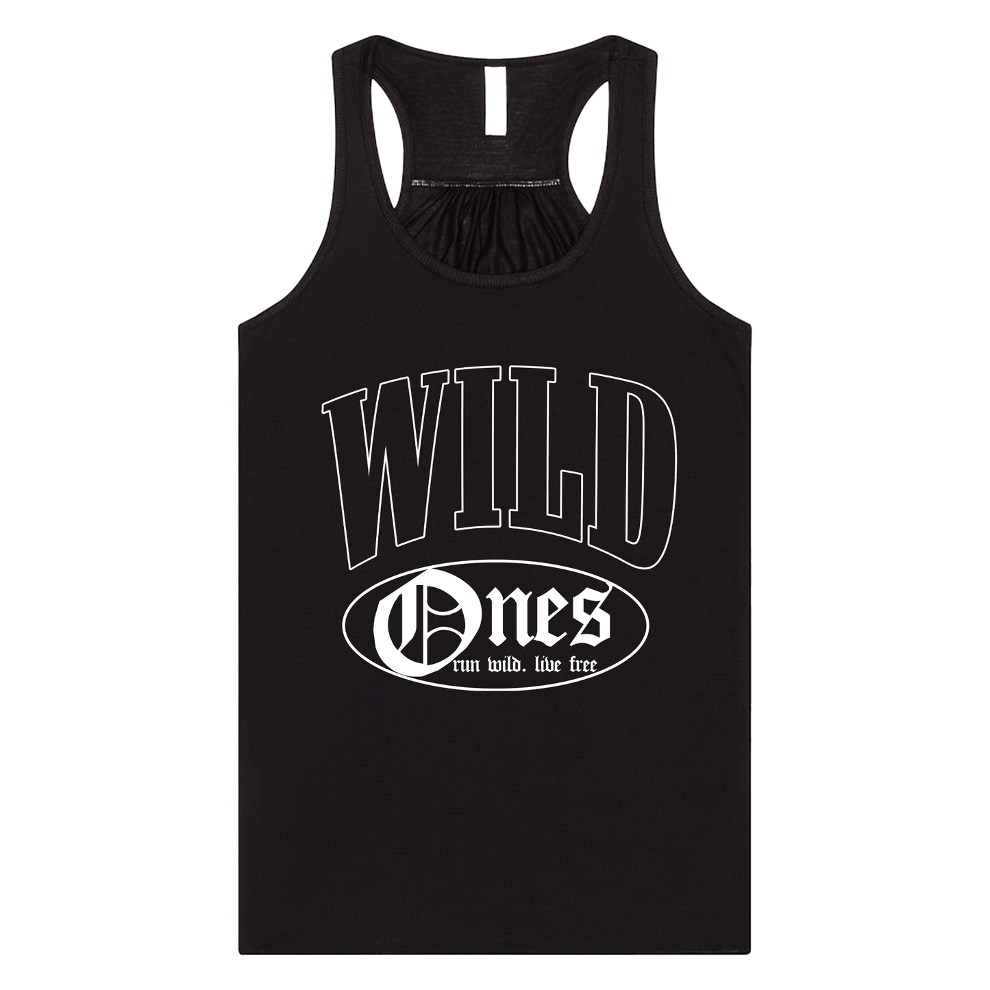 Womens "Run Wild. Live Free" Flowy Racerback Tank