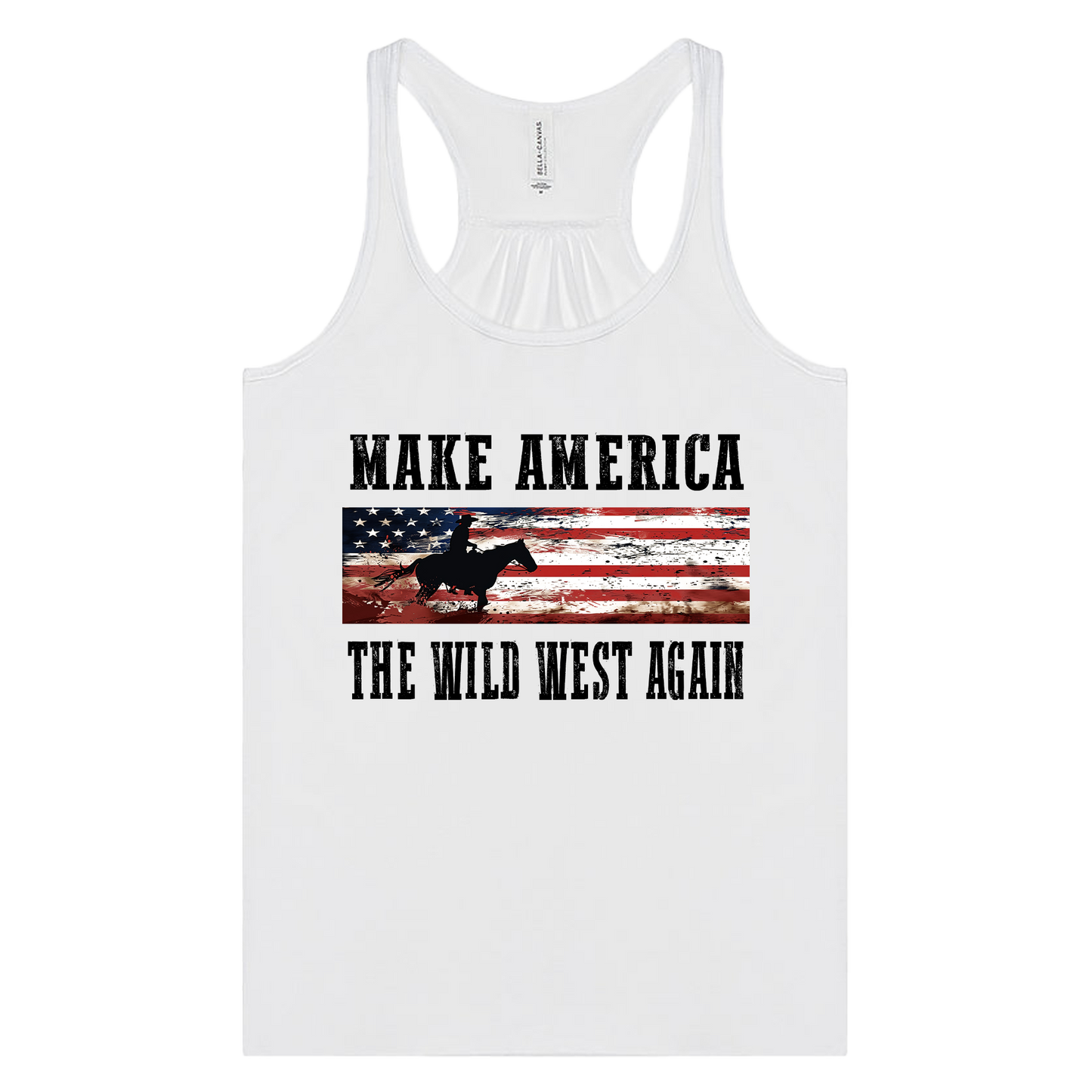 Womens "Make America The Wild West Again" Flowy Racerback Tank