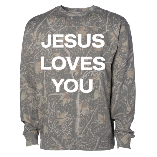 "Jesus Loves You" Tree Camo Sweatshirt