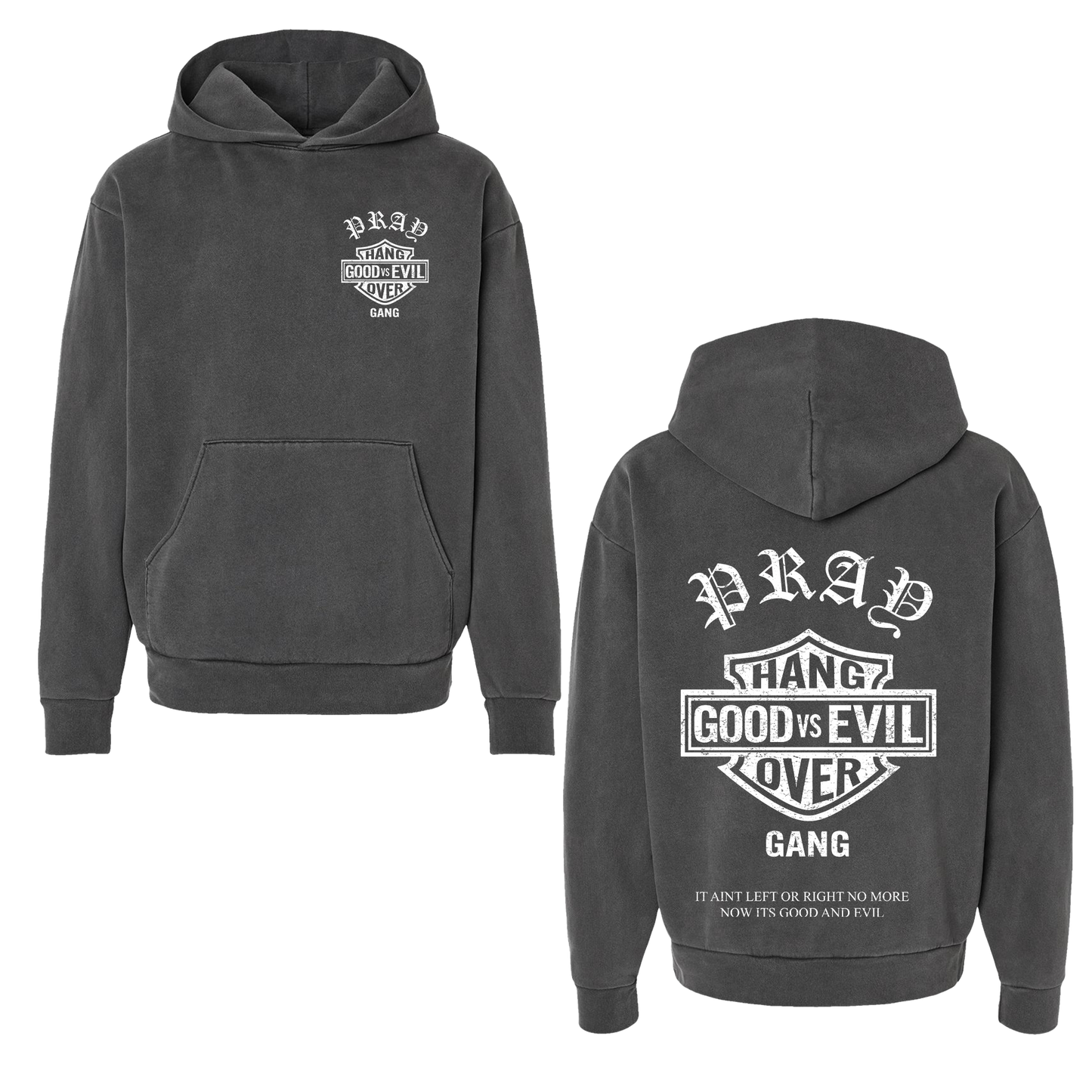 "Good vs Evil" Faded Black Hoodie