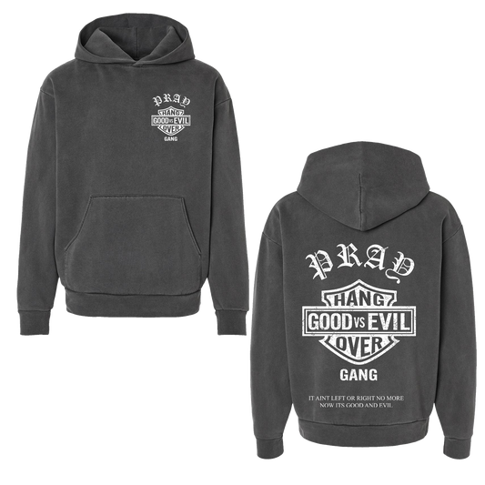 "Good vs Evil" Faded Black Hoodie