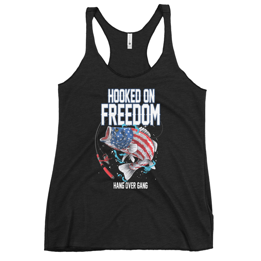 Womens "Hooked on Freedom" Racerback Tank